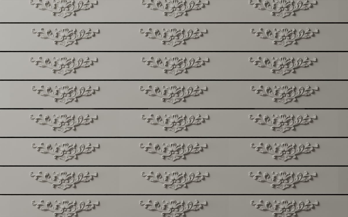 Palmette Scroll wall face in running bond