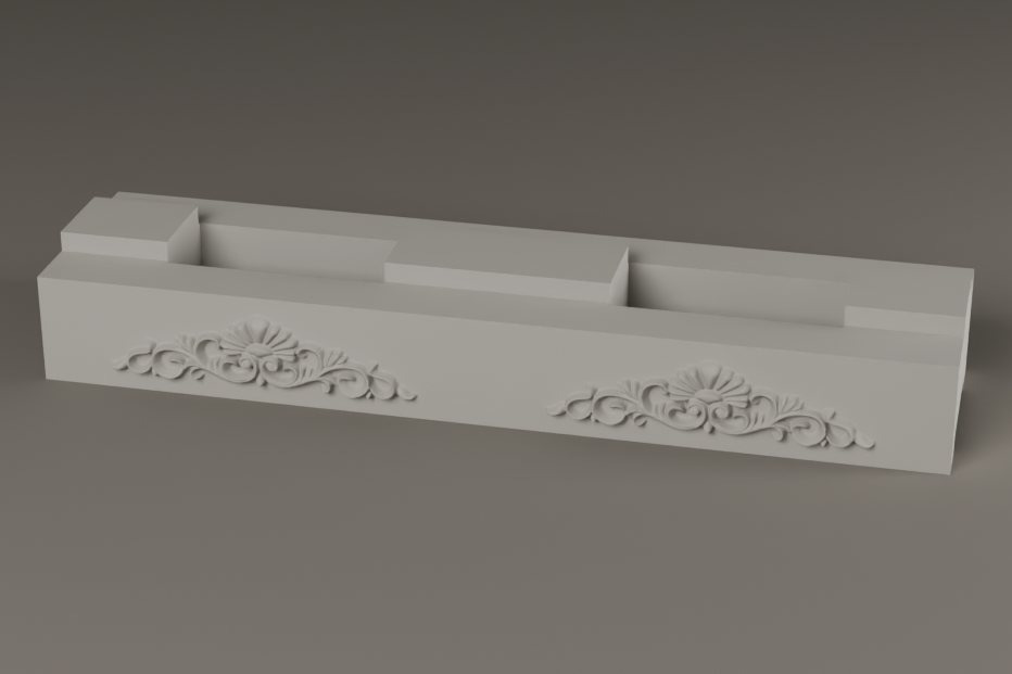 Shell and Scroll, finished concrete brick