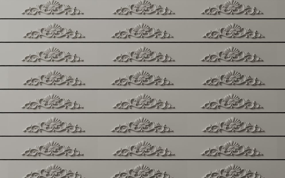 Shell and Scroll wall face in running bond