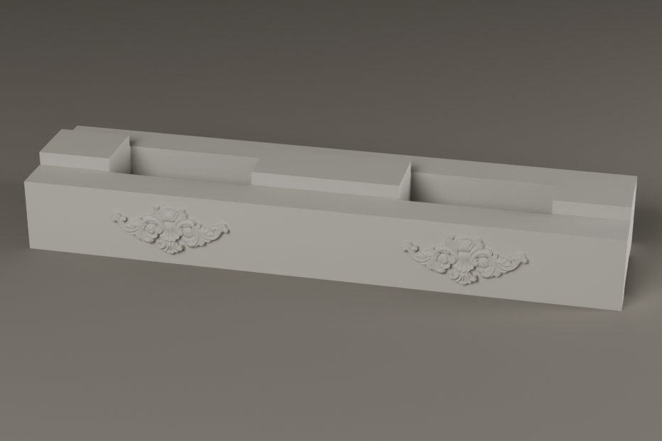 Rose Cartouche, finished concrete brick