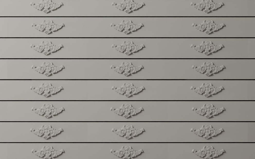 Rose Cartouche wall face in running bond