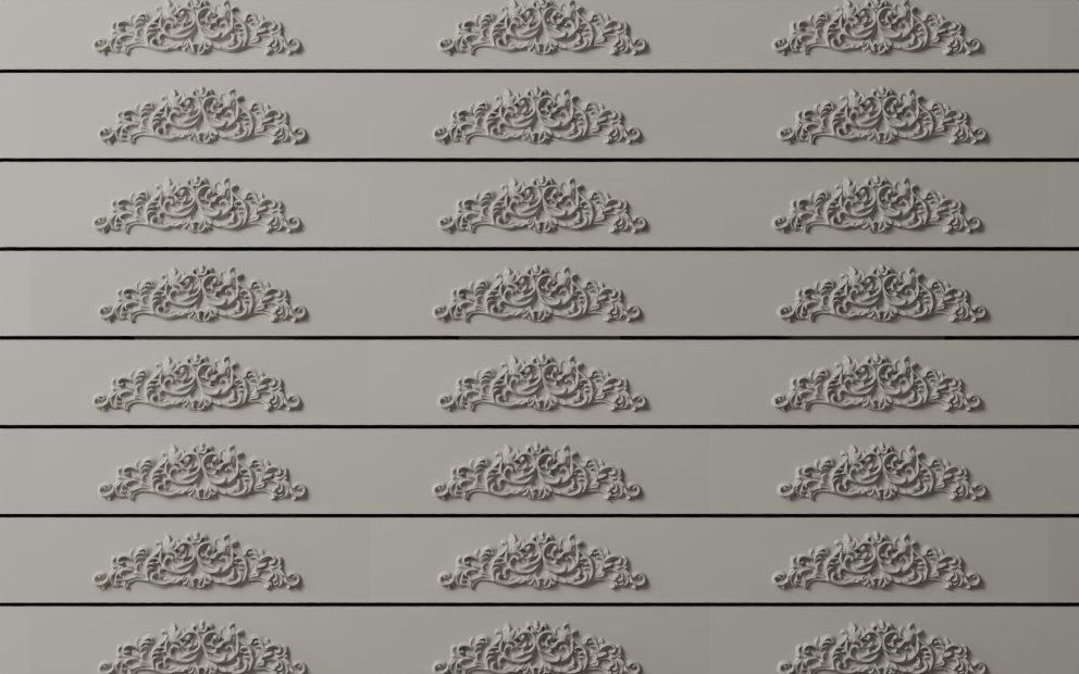 Baroque Foliage wall face in running bond