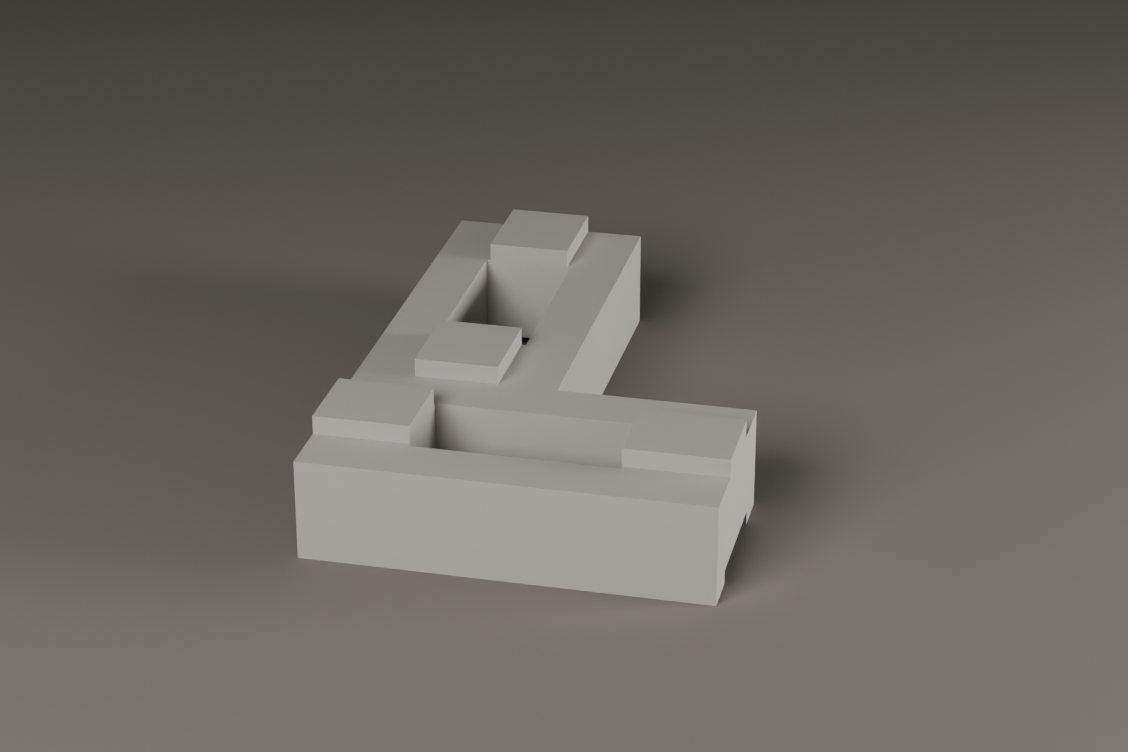Half corner unit, finished concrete brick