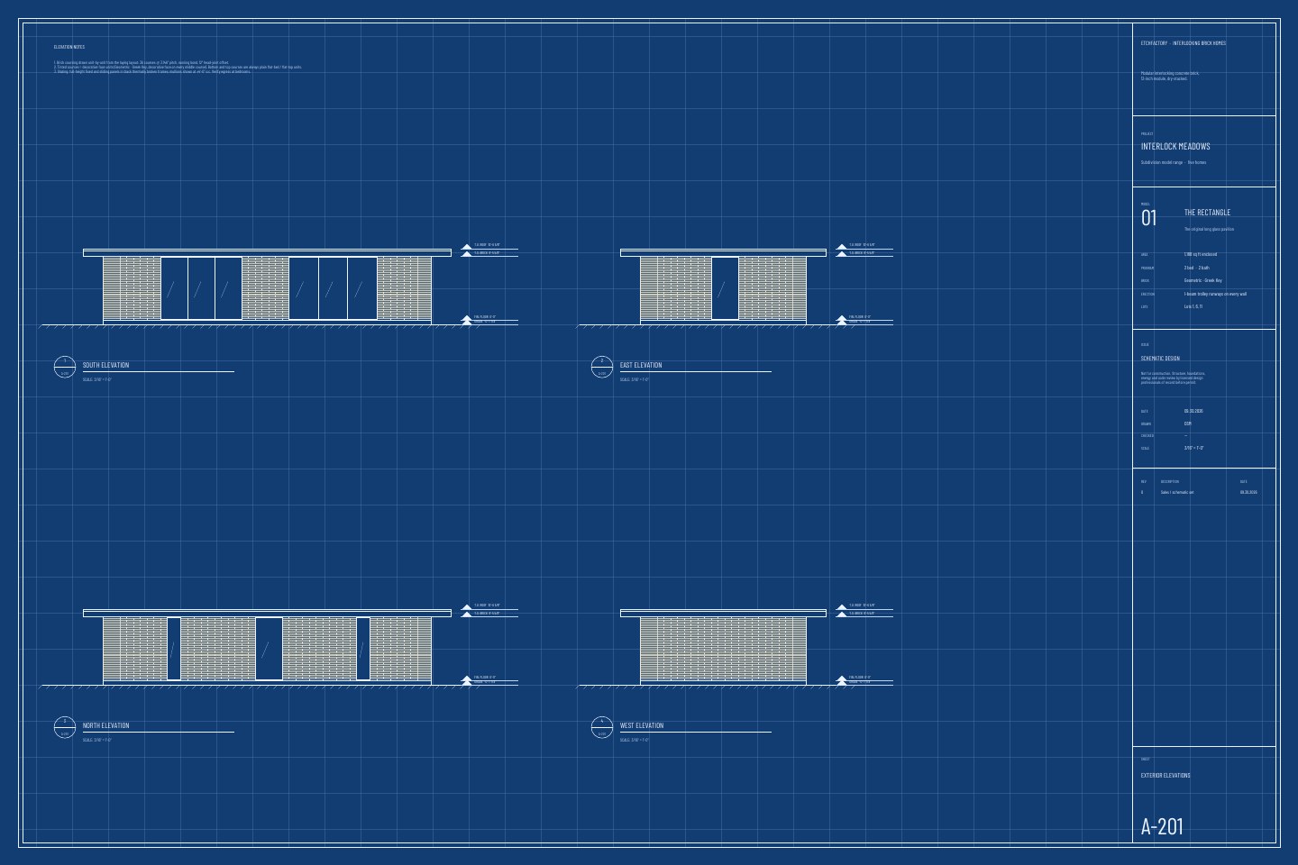 The Rectangle, elevations drawing