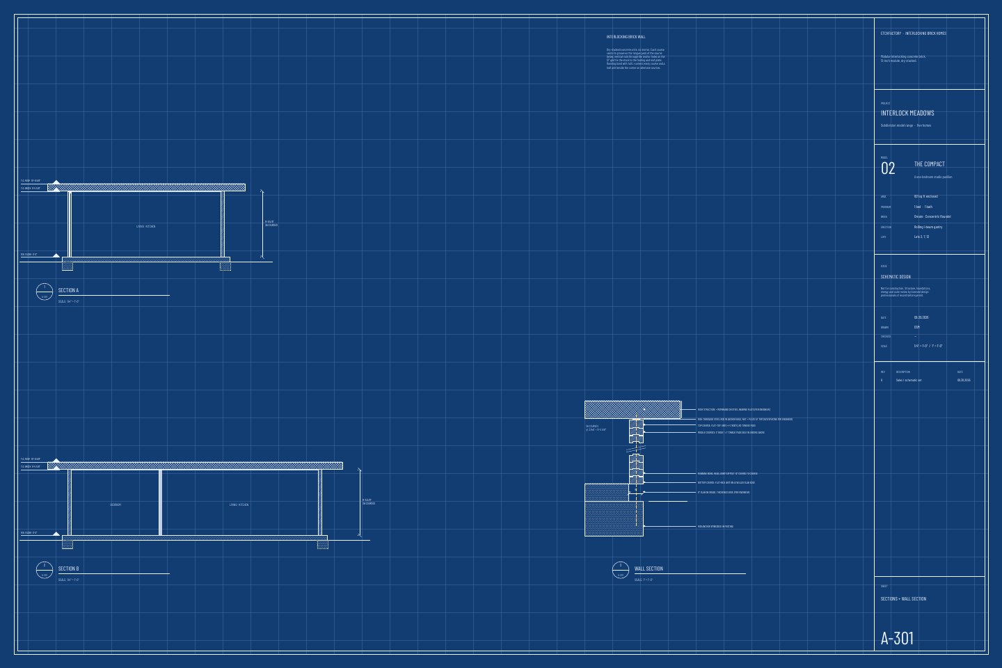 The Compact, sections and wall section drawing