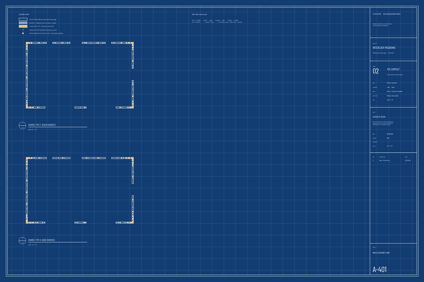 The Compact, brick coursing plans drawing