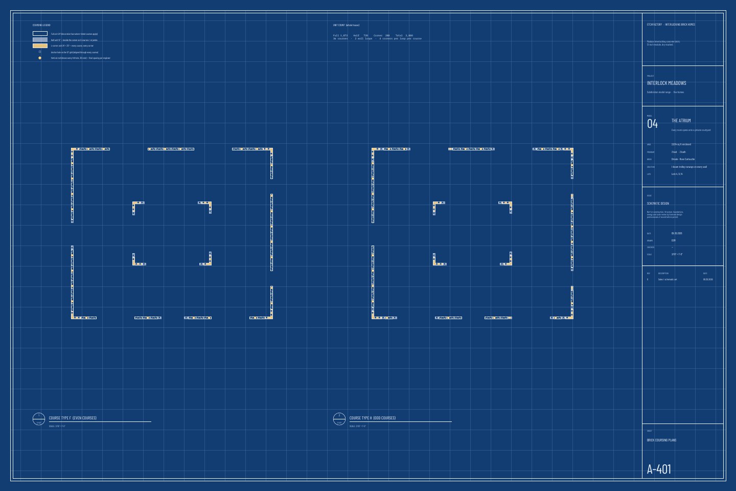 The Atrium, brick coursing plans drawing