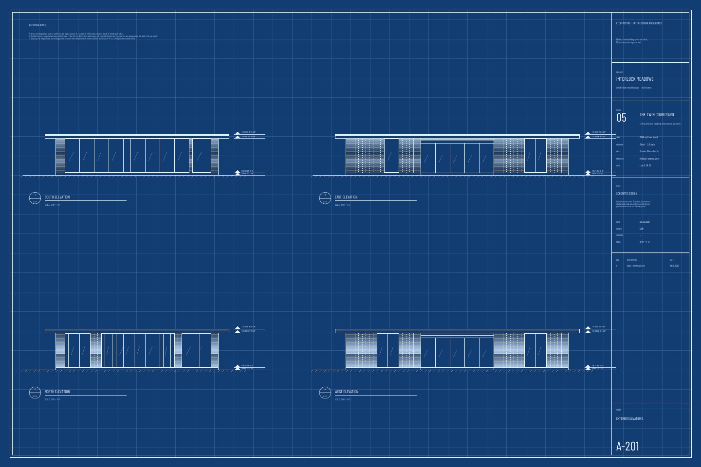 The Twin Courtyard, elevations drawing