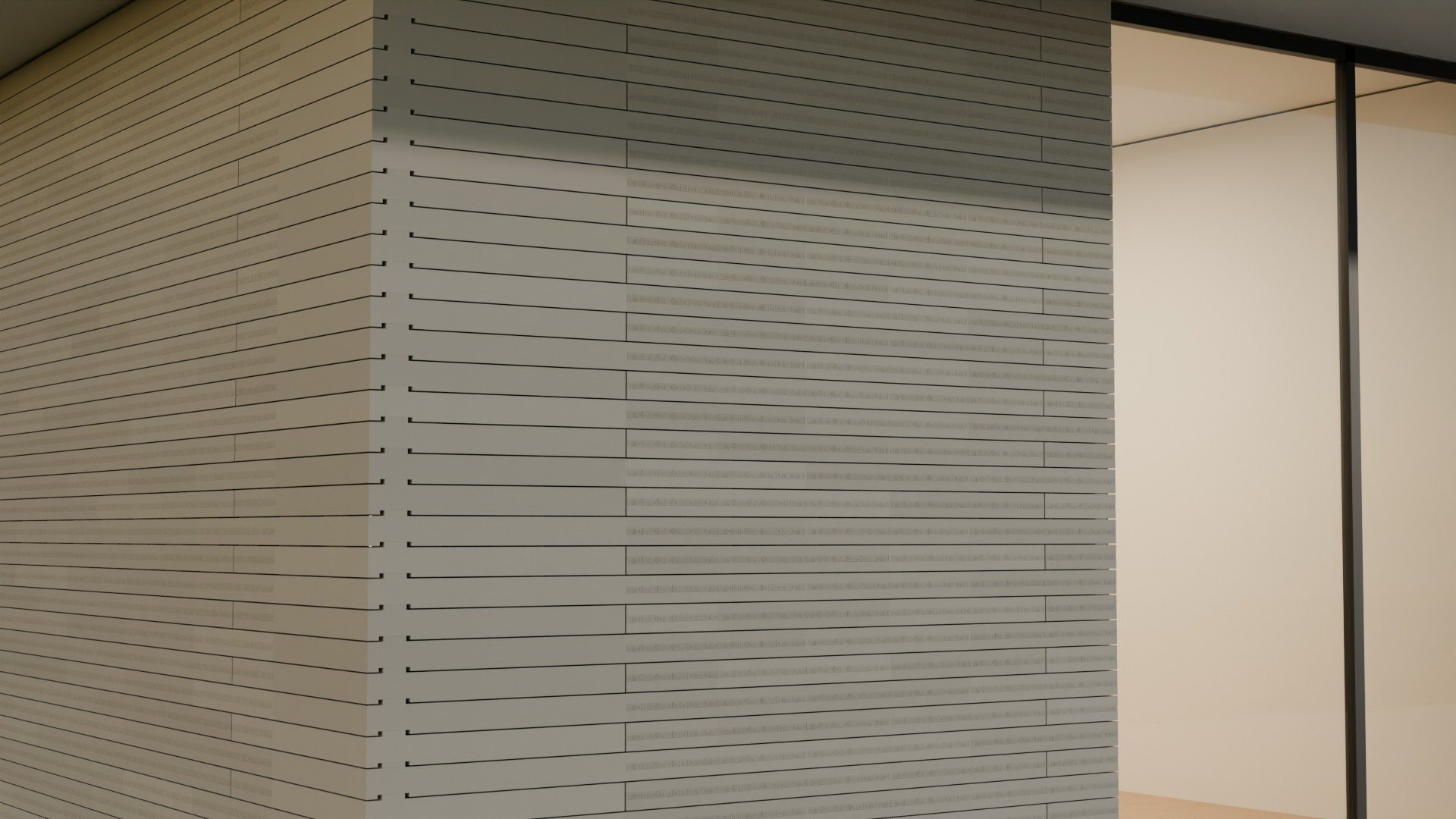 The Rectangle, decorative brick corner in raking light